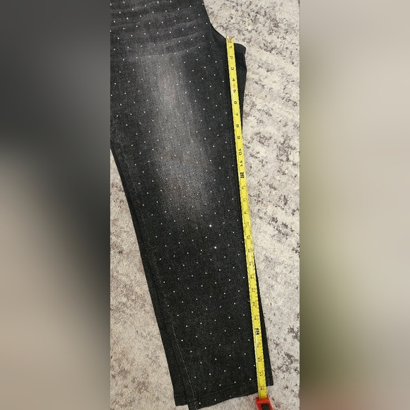 RM Rebecca Minkoff Crystal Studded Black Jeans, Size 18W - Picture 7 of 8